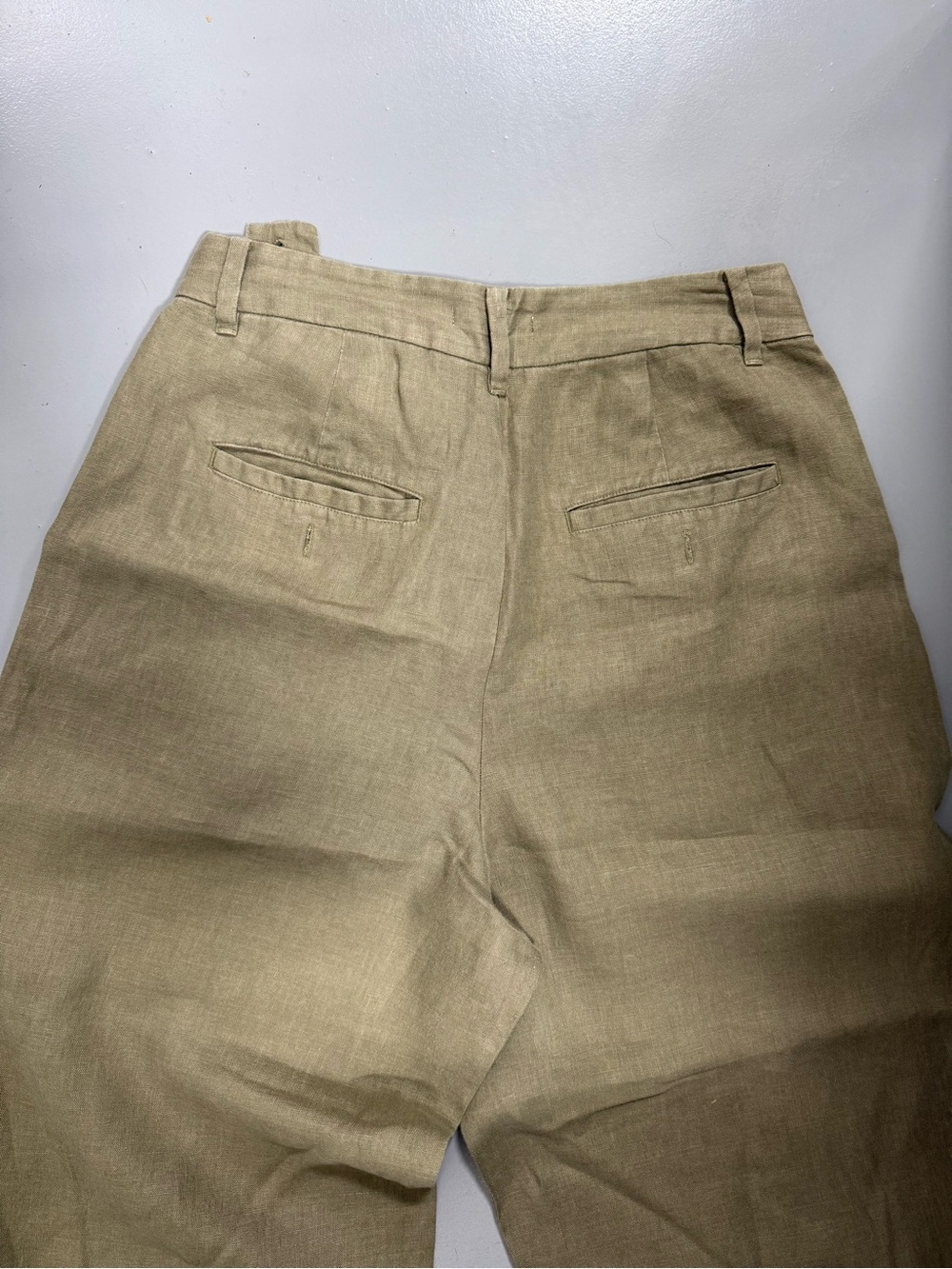 Madewell Wide Leg Olive Green Linen Blend Pants size 8 - Picture 3 of 3